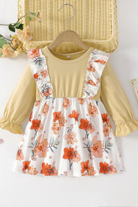 Girls Floral Two-Tone Dress