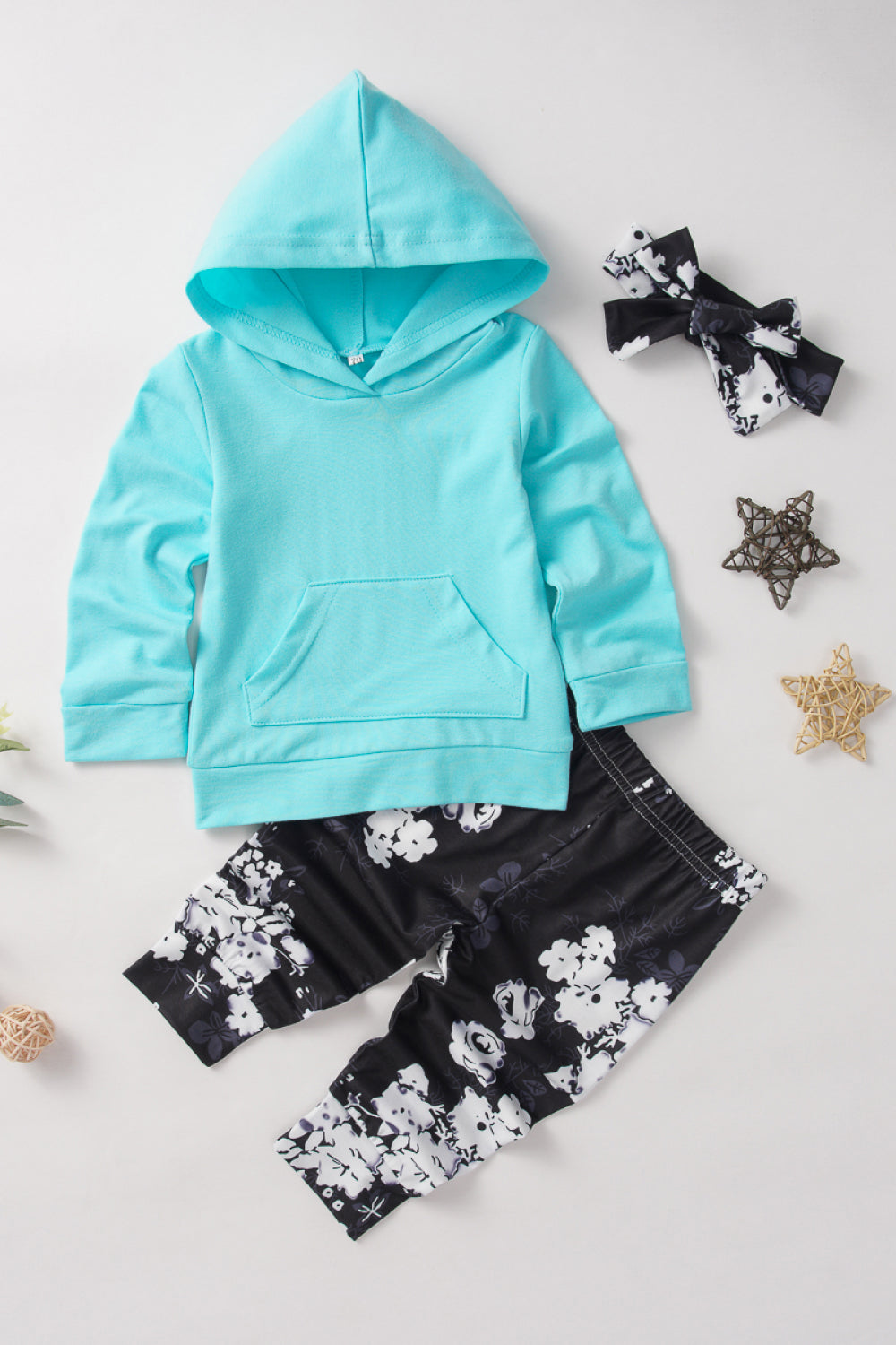 Baby Hoodie and Floral Pants Set