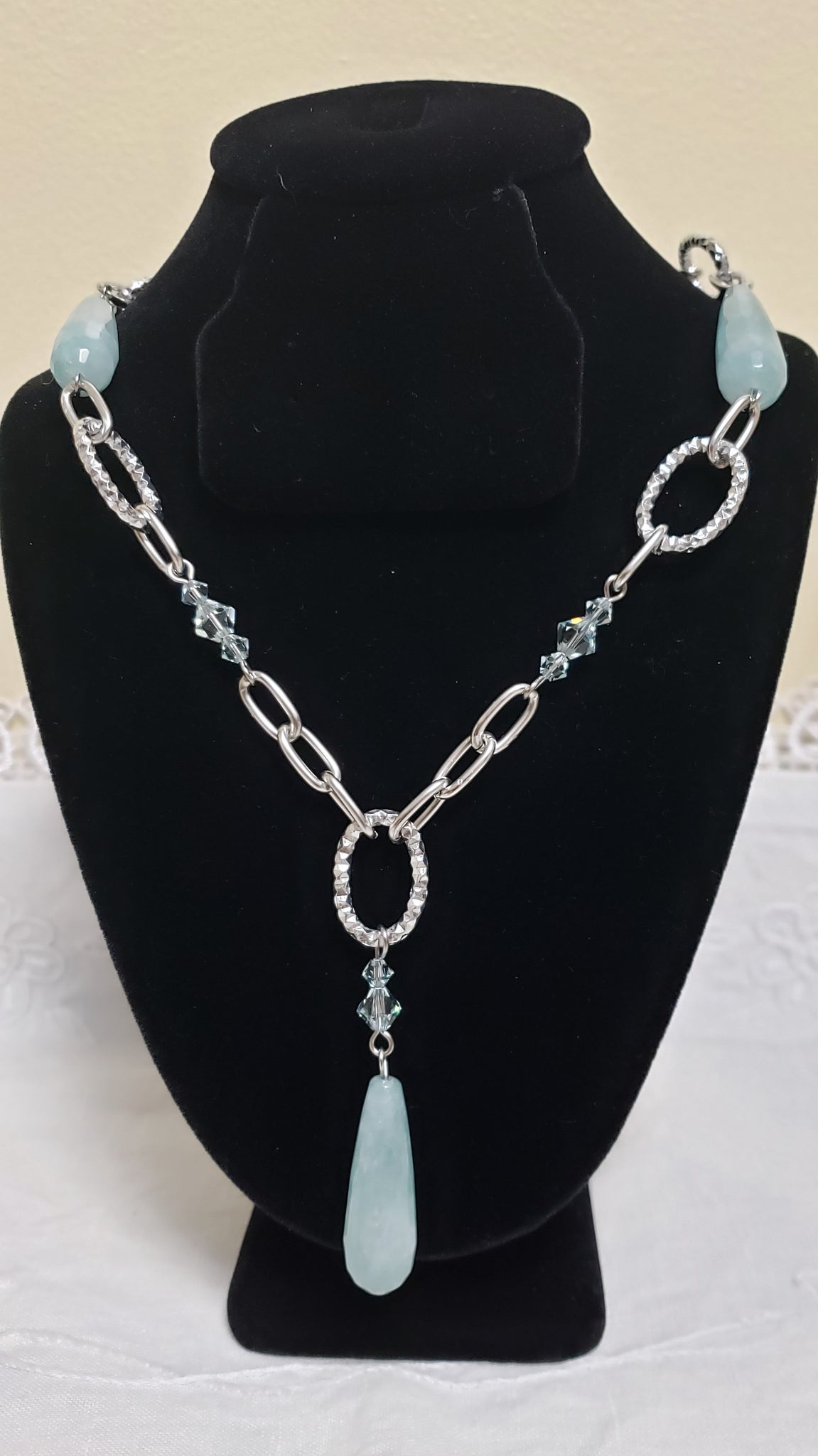 Stone Drop Chain Necklace