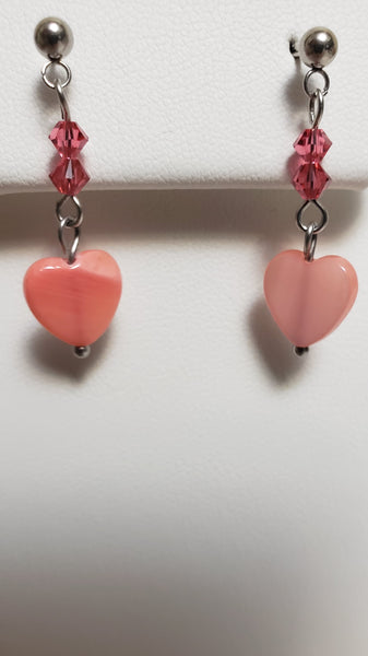 Mother of Pearl Heart Earrings