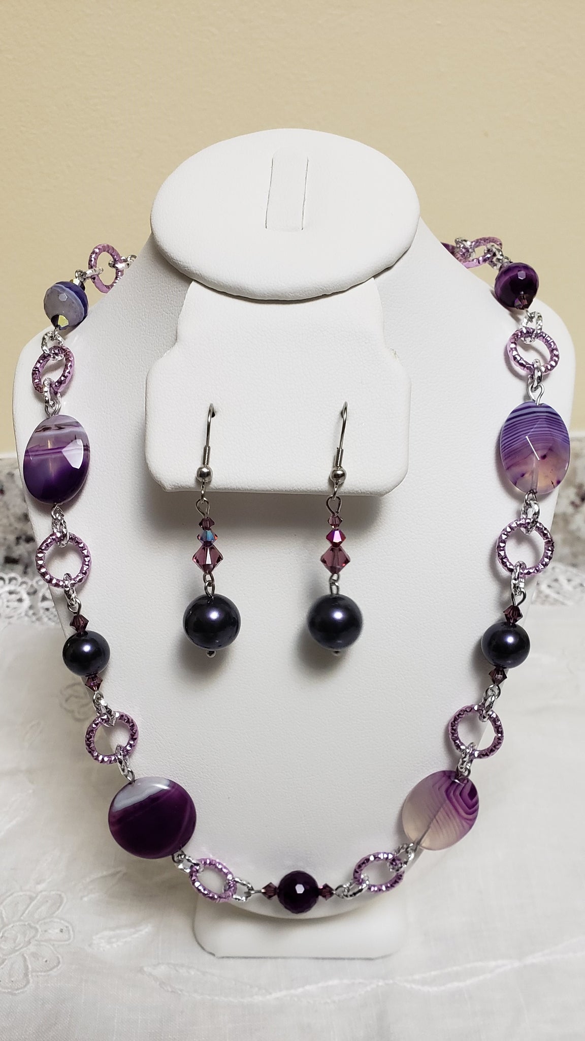 Purple Agates and Swarovski Elements Parure