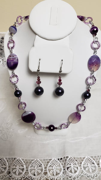 Purple Agates and Swarovski Elements Parure