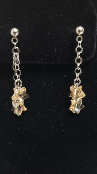 DOUBLE CHAIN EARRINGS WITH STAR SWAROVSKI ELEMENTS