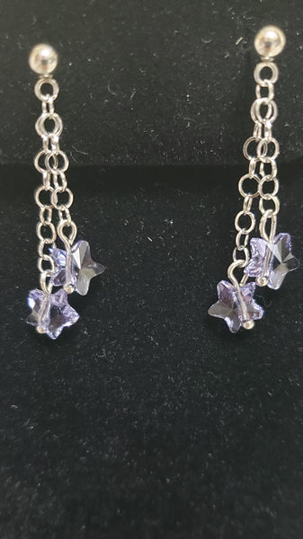 DOUBLE CHAIN EARRINGS WITH STAR SWAROVSKI ELEMENTS